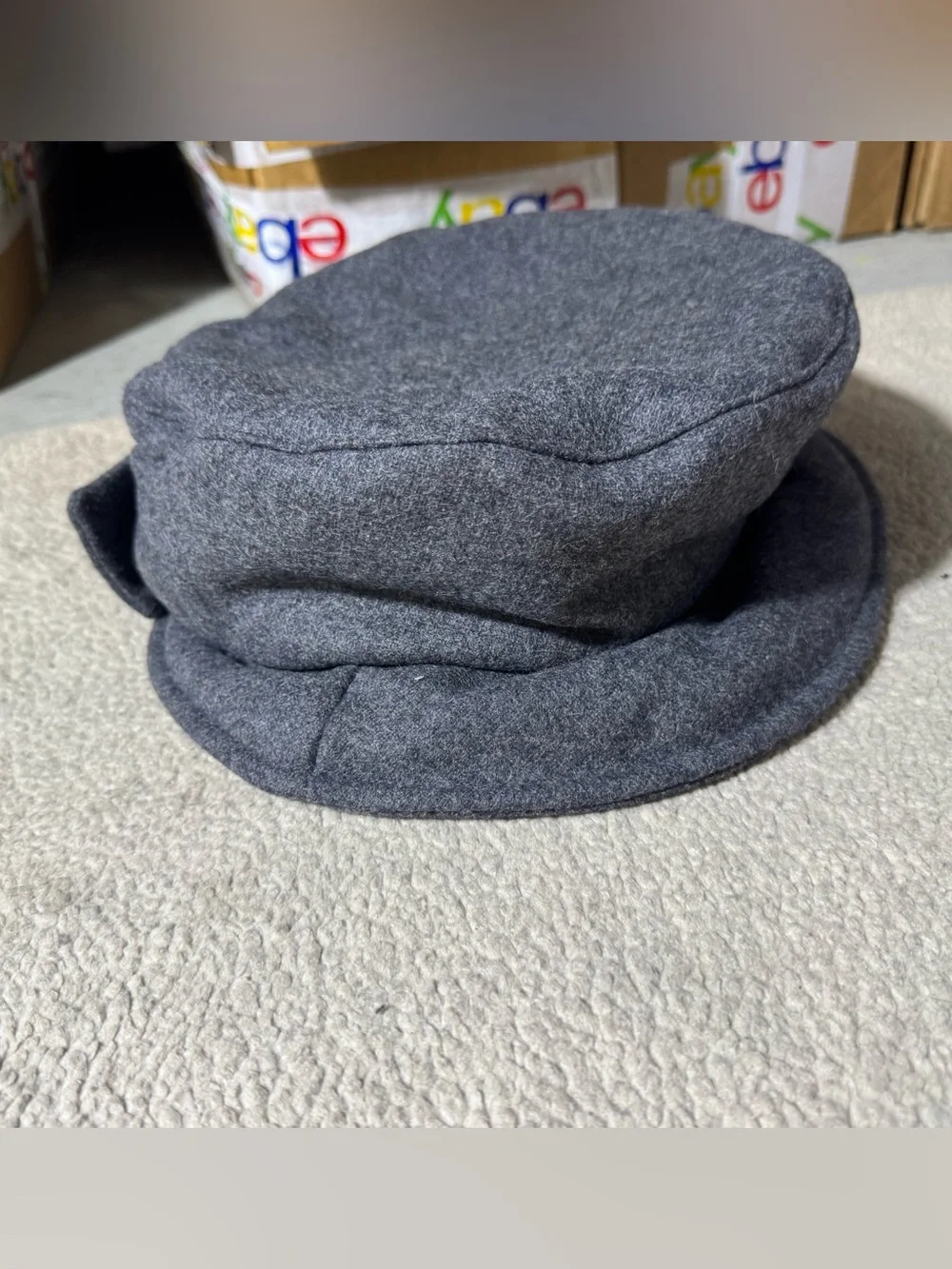 Victorian Trading Co Hat Womens OS Gray Wool Blend‎ Lined Bow Accent Fancy Cap